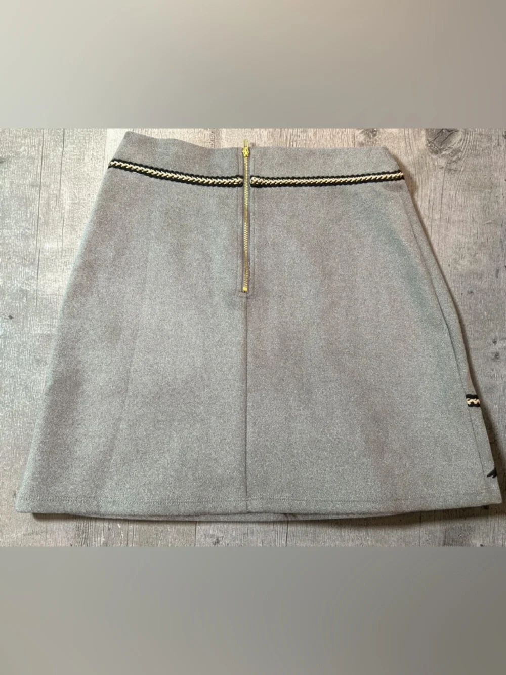 THML Gray Mini Skirt with Colorful Floral & Bird Embroidery Panel - Picture 2 of 4